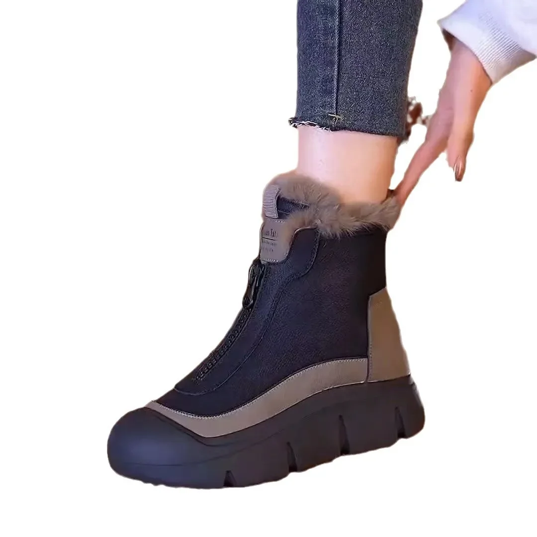 Botas altas antiderrapantes impermeáveis para mulheres, algodão de pelúcia, botas de neve quentes, sola grossa, botas casuais femininas, estudante, inverno, 2022