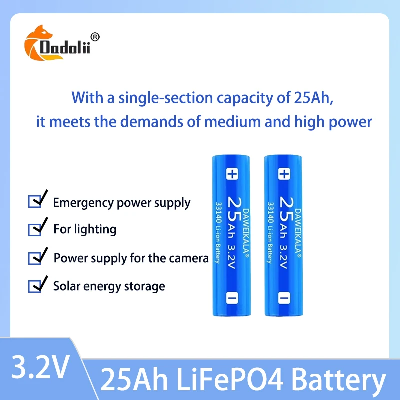 

3.2V 25Ah lithium iron phosphate (LiFePO4) "Daweikala, 3 Compatible with multiple voltages (12V/24V/36V/48V)