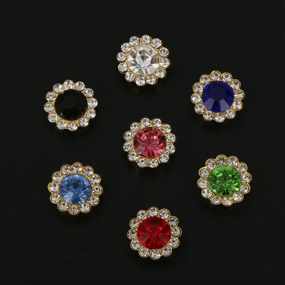 10PCS Steel Bottom Sparkling Hat Accessories Rhinestone Buttons Clothes Decoration Crystal Glass Stone