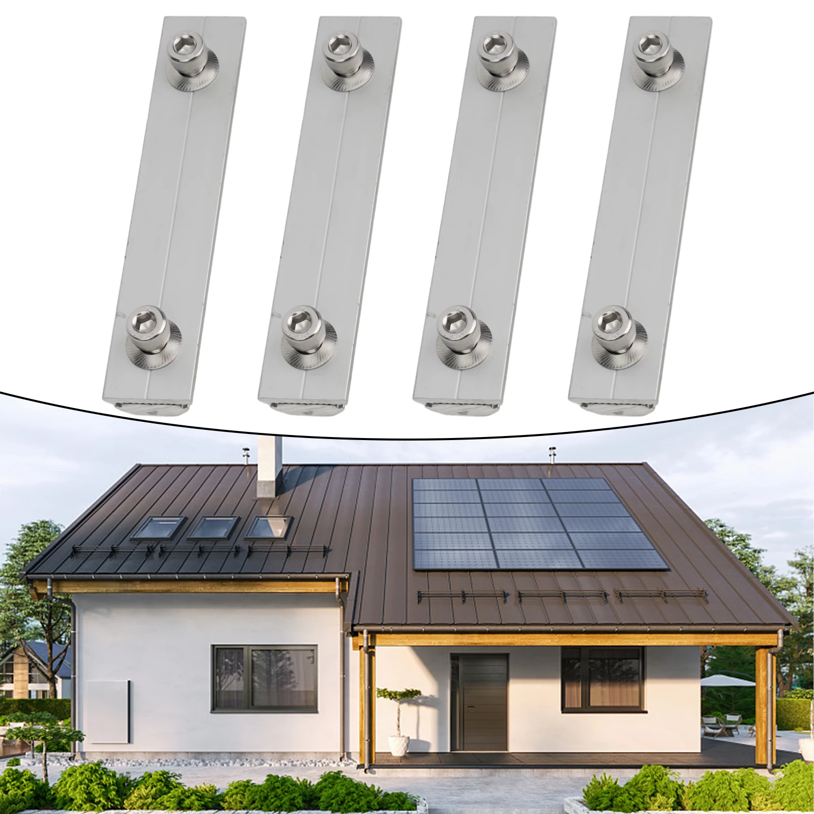 Rails Connectors Solar Module Photovoltaic Support Pv Bracket Sliver Solar Panel Mounts 1/4/8Pcs Mounting Connection