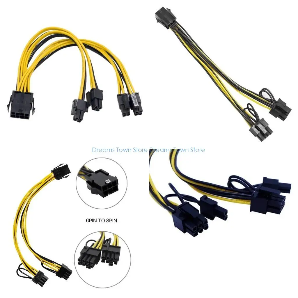 

HX6A Graphics Card 8pin to PCIE 2x8pin 2x6Pin PCIExpress Splitter Cord 18AWG Cord