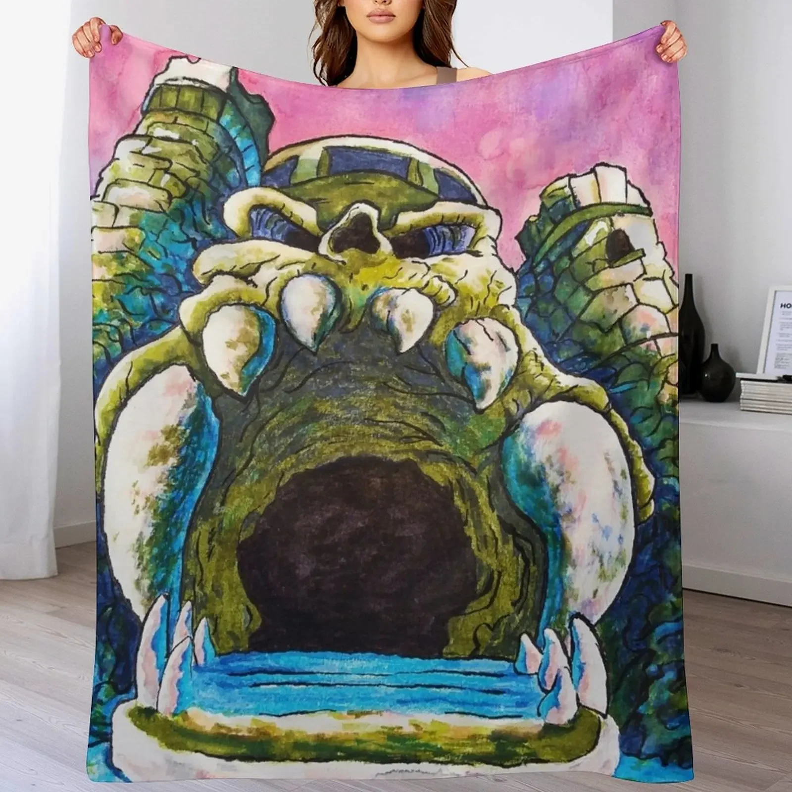 

Castle Grayskull watercolor painting Throw Blanket Shaggy Furry Soft Blanket for Bedroom Living Room