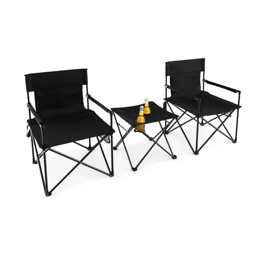 

Outdoor Folding Camping Chairs and Table Set with Carrying Bag