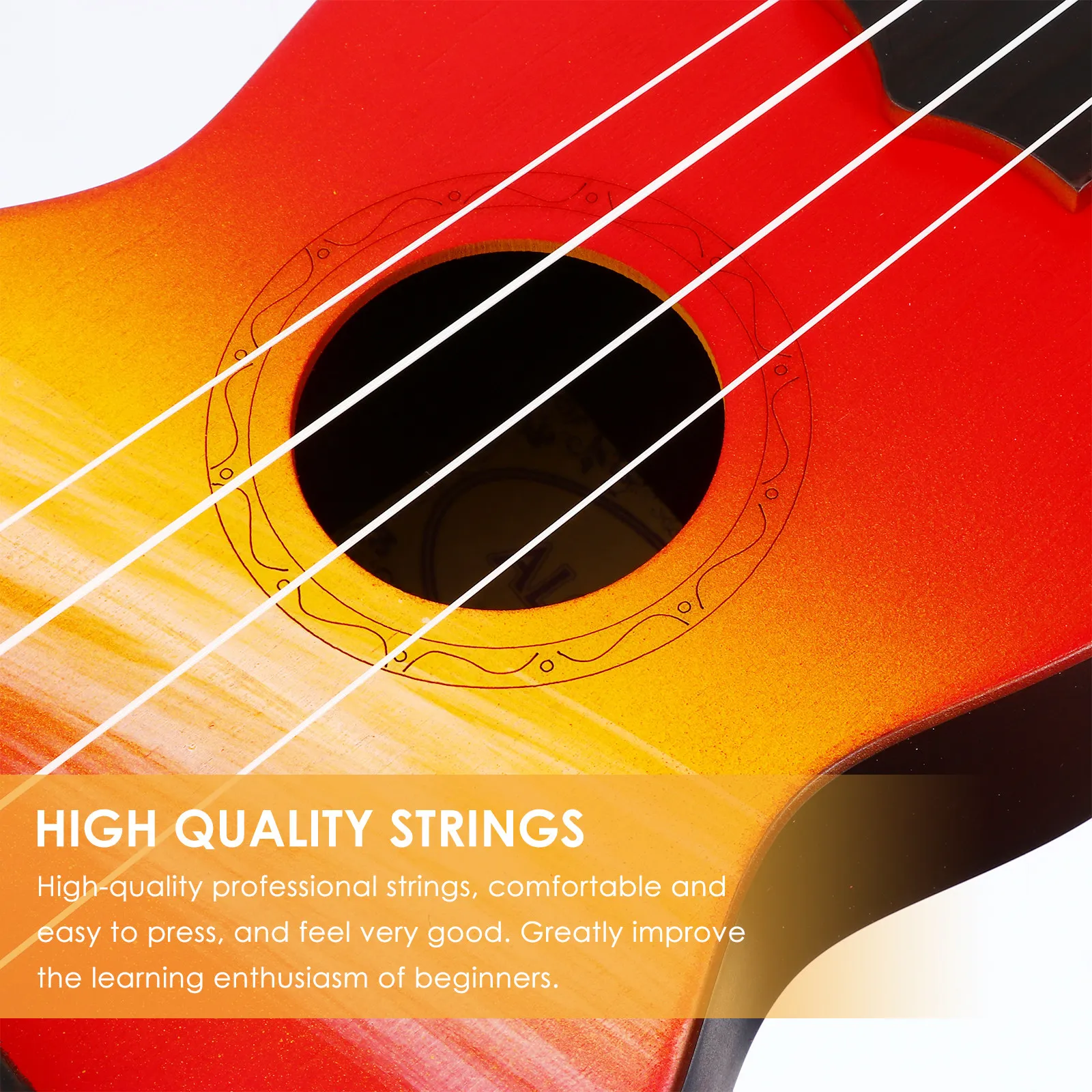 1 Set Cartoon Ukulele Creative Hand Drawn 21 Inches Beginner Wooden Acoustic Instrument Small Portable Starter Musical