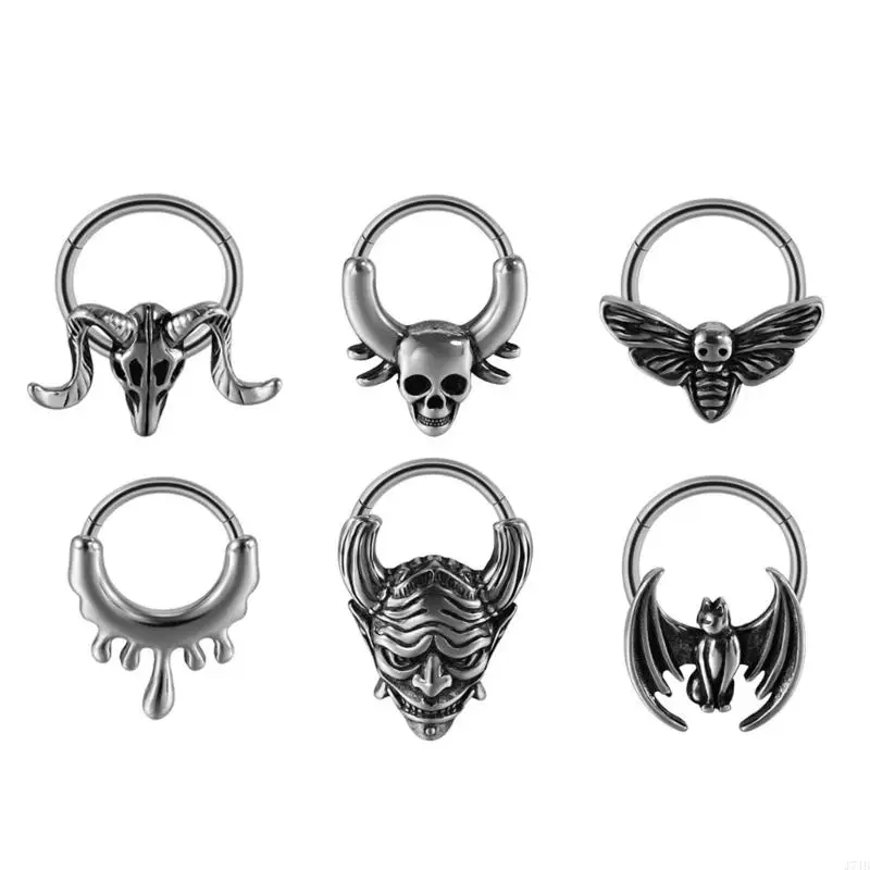 

J7JB Pack of 2 Stainless Steel Septum Rings Fashion Body Jewelry Nose and Ear Piercing Jewelry Fashion Accessory for Daily