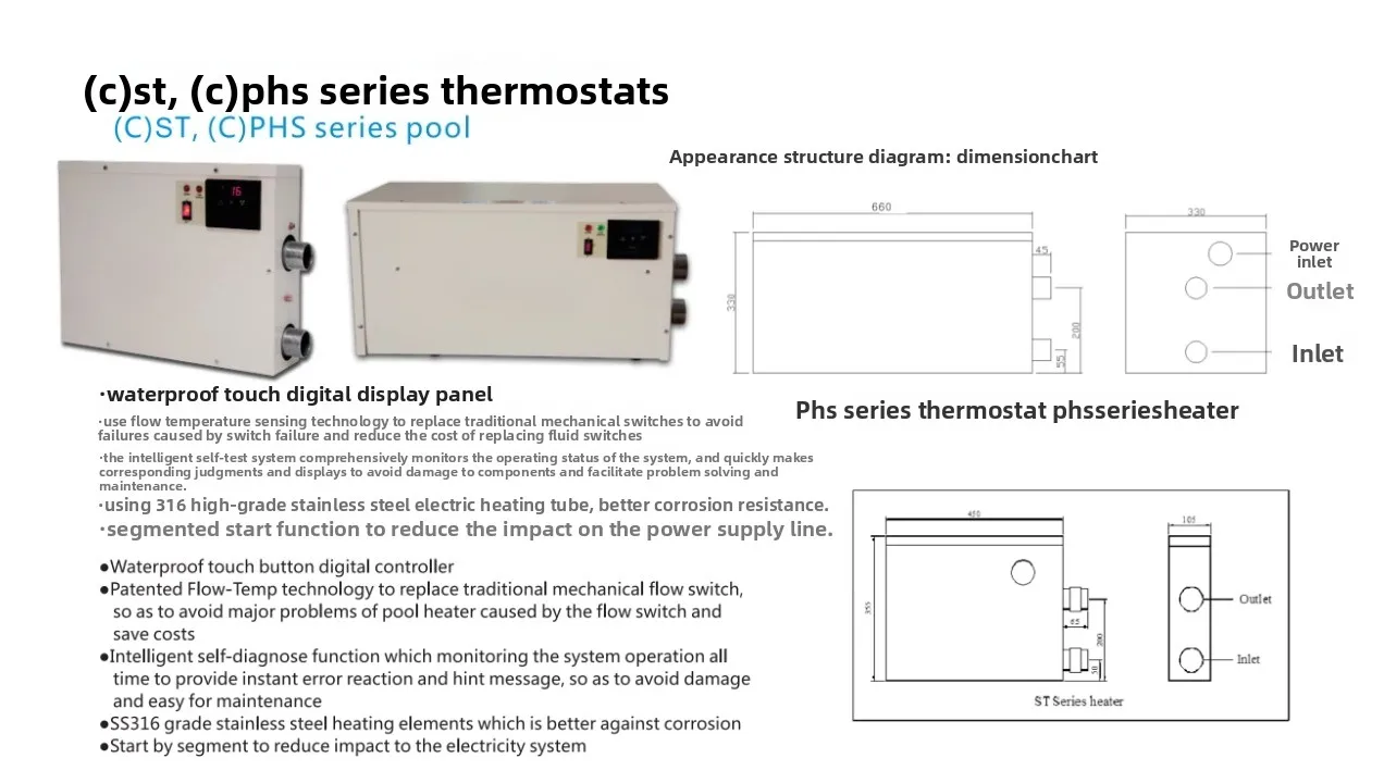 15KW Water Heater for Swimming Pool & bathtube Thermostat 220v/380v Brand New
