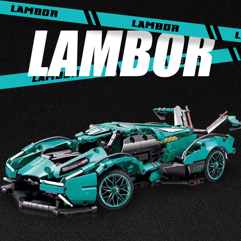 1148pcs Tiffany Blue 1:14 Lamborghinis Racing Car Building Block Set Assembly Sports Vehicle Model Fun Toy Bricks for Kids Gifts