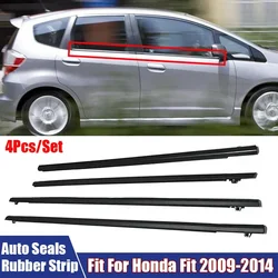 4Pcs Car Door Window Glass Rubber Weatherstrips Waterproof Sealing Strip Fit For Honda Fit 2009-2014 Replacement Car Accessories