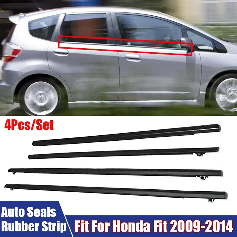 4 szt. Okno drzwi samochodu szyba gumowa uszczelka wodoodporna taśma uszczelniająca pasuje do Honda Fit 2009-2014 wymiana akcesoriów samochodowych