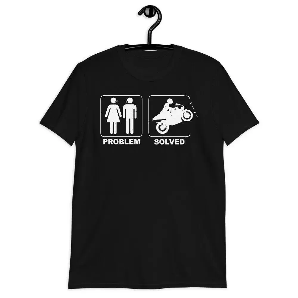 Problem Solved Motorcycle Biker Motorcyclist Wife Divorce T-Shirt For Men Funny