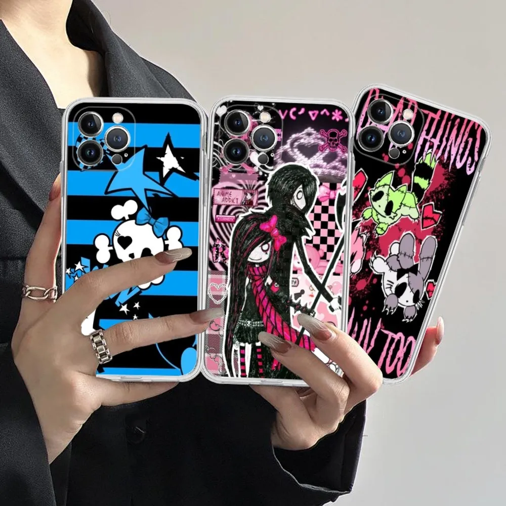 Love Black and Cute Emo Phone Case Silicone Soft for iphone 16 15 14 13 12 11 Pro Mini XS MAX Plus X Cover - view 2