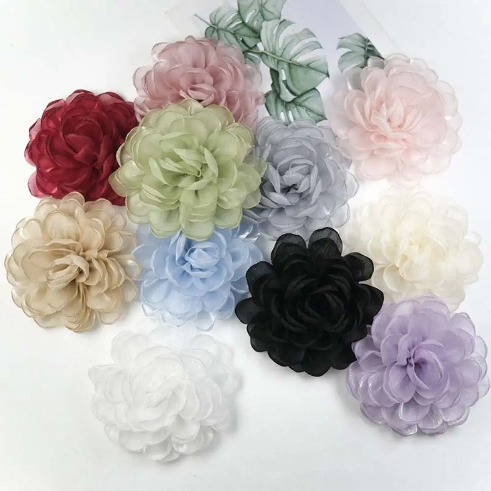 5Pcs Sewing Fabric 3D Chiffon Flower Chiffon DIY Artificial Flower Handmade Shoes Decor DIY Sewing Applique