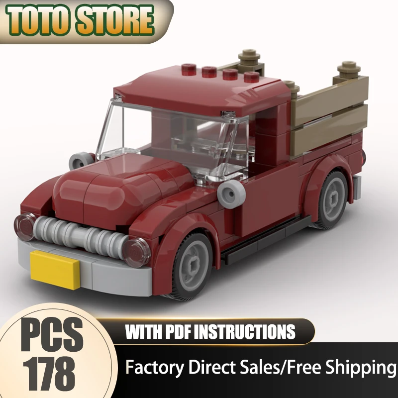 

Модель городского грузовика Moc, строительные блоки, классическая модель пикапа, технология, кирпич, сделай сам, сборка, строительная игрушка, праздничный набор, подарки