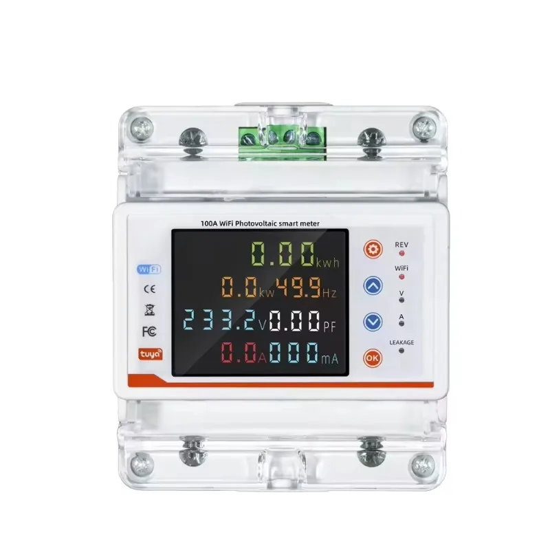 3 Phase 4 Wire 380V 100A Tuya WiFi Smart Bi-Directional kWh Meter with Overvoltage Protection for Home & Hotel Use