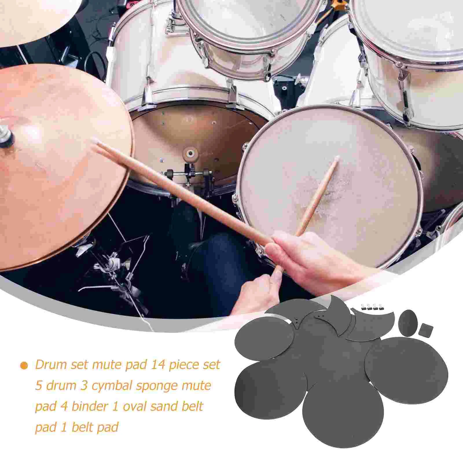 14pcs Durable Drum Mute Pads Drum Silencers Premium Drum Dampeners (Black) Accessories