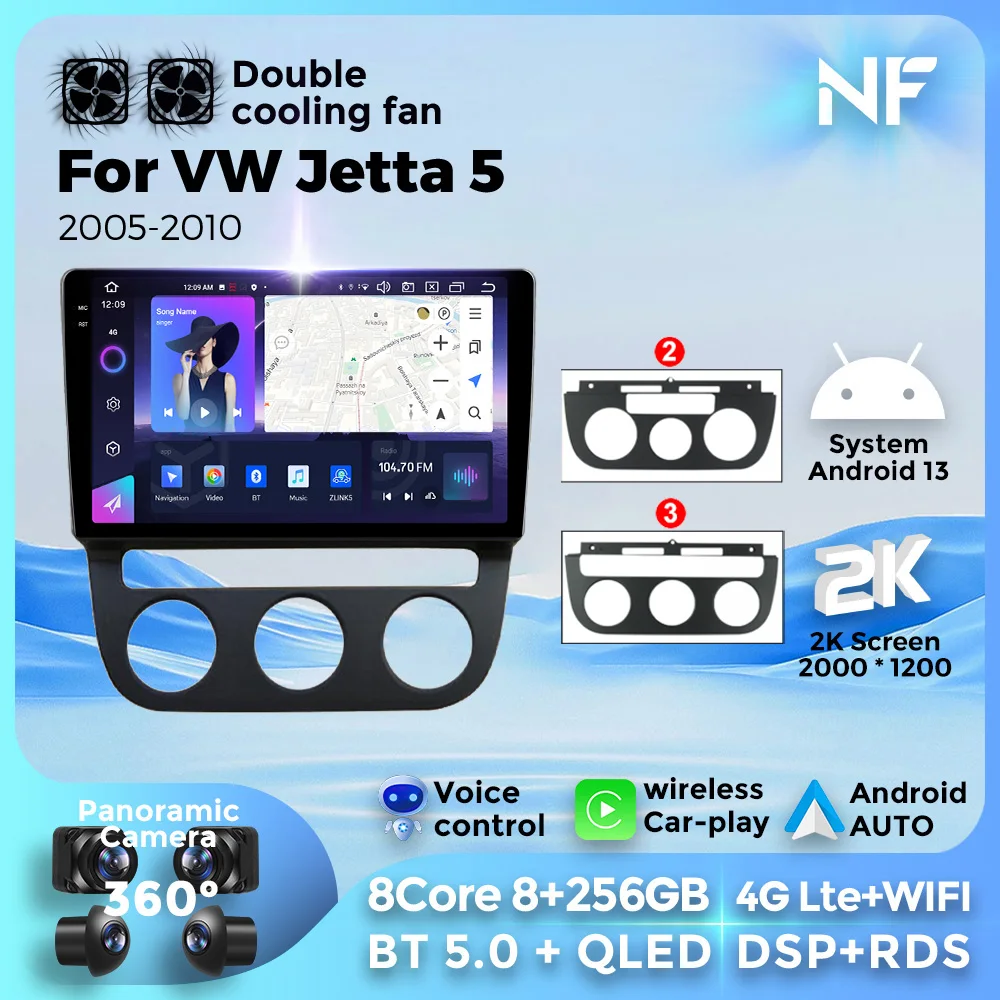 

For Volkswagen VW Jetta 5 2005-2010 Android13 Car Radio Multimedia Video Player GPS Navigation Carplay Support Wirelesso 4G WIFI