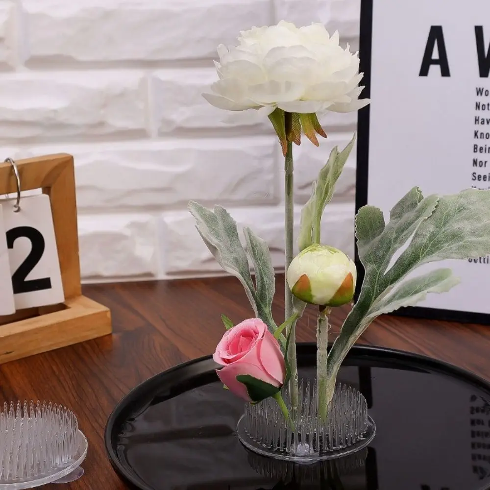 1/3Pcs Transparent Ikebana Stem Holder Waterproof DIY Arrangement Base Circular Flower Fixing Bracket for Vases Floral Design