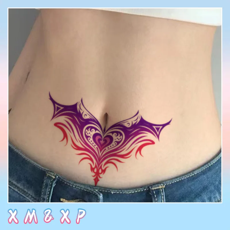 Gradient Heart Succubus Tattoo, Waterproof 5-7 Days Lasting, Couple Matching Temporary Fake Tattoo, Women Sexy Body Art