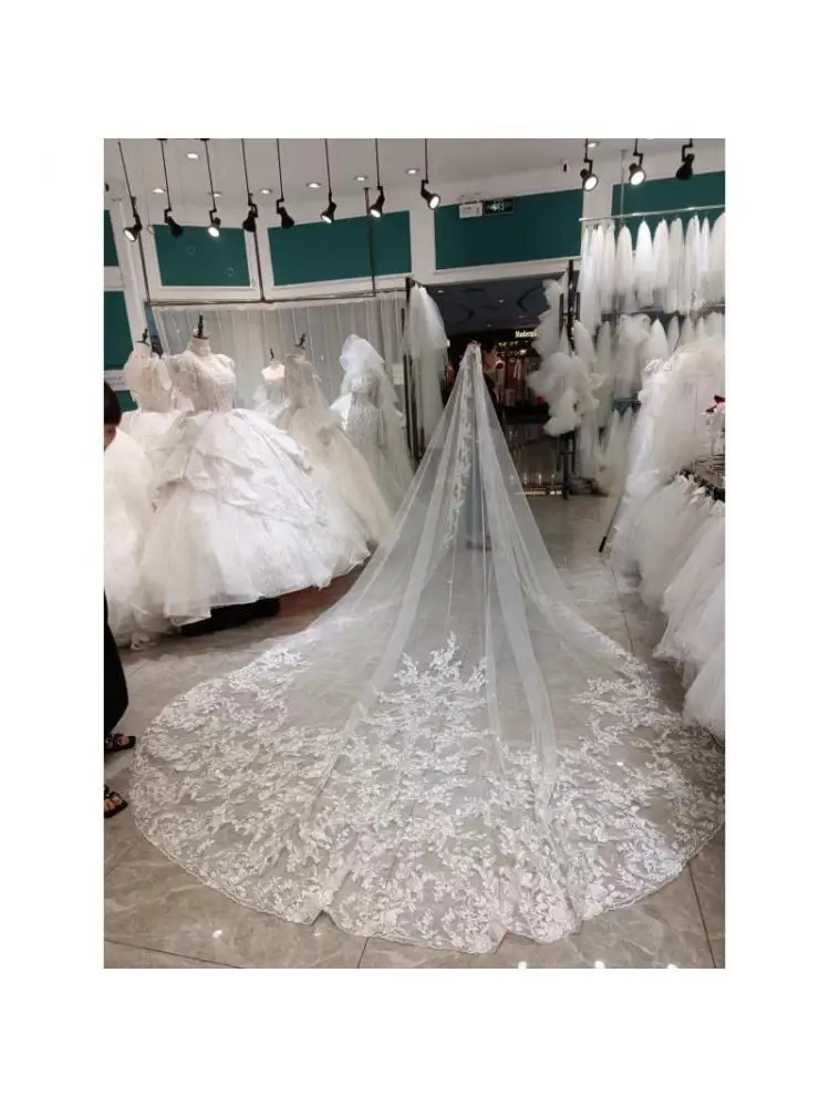 Kisswhite Lace Long Veils Custom Made 4.8 Meters Bridal Veils