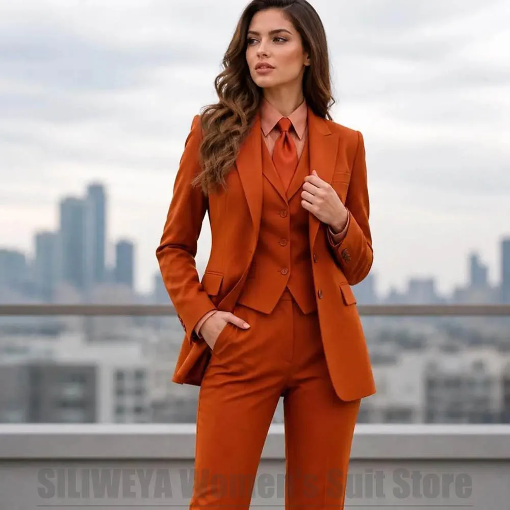

Women Three Piece Suit Set Single Breasted Peak Lapel Wear Formal Office Business Party Suit For Ladies (Blazer+Vest+Pants)