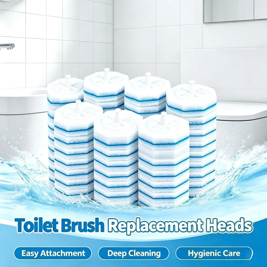Disposable toilet replacement head, suitable for bathroom cleaning, daily household use, compatible with most toilet brushes
