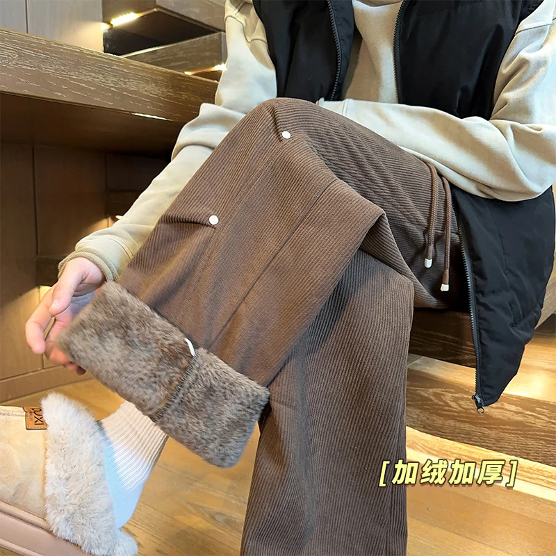 

Зимние повседневные брюки мужские 2025Новые флисовые брюки мужские прямые брюки свободные термобелье спортивные брюки на открытом воздухе