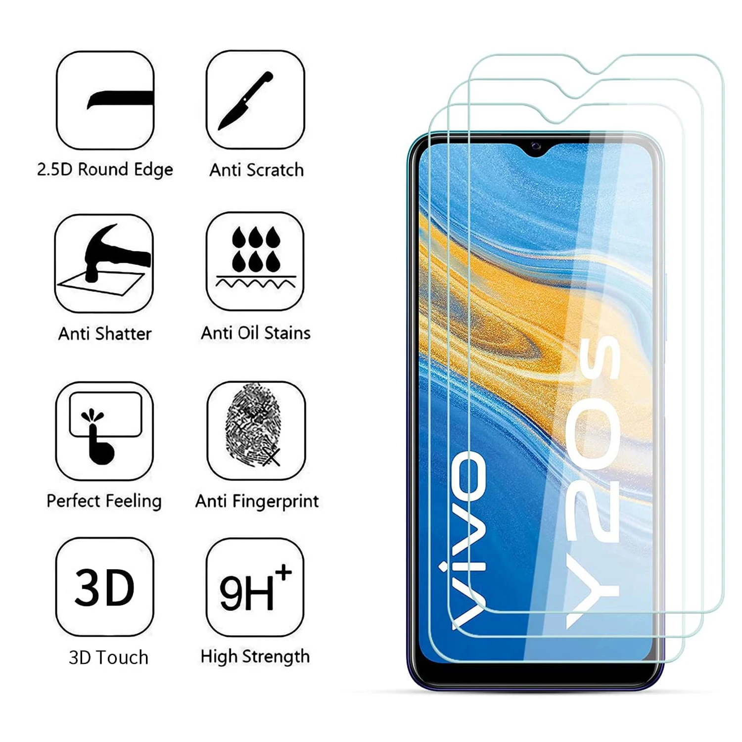 

For VIVO Y20s Tempered Glass Screen Protector Glass Film