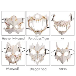 Japanese Animal Skeleton Plastic Mask Cosplay Dragon God Heavenly Hound Yaksa Unisex Stage DropShip Halloween Masquerade Party