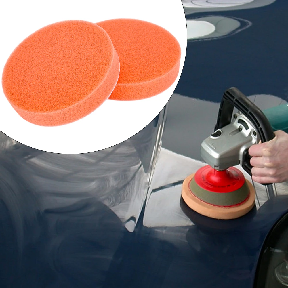 2pcs 5inch 125mm Flat Sponge Polishing Pad for Surface Finishing Waxing and Buffing on Lacquer-Finished Components