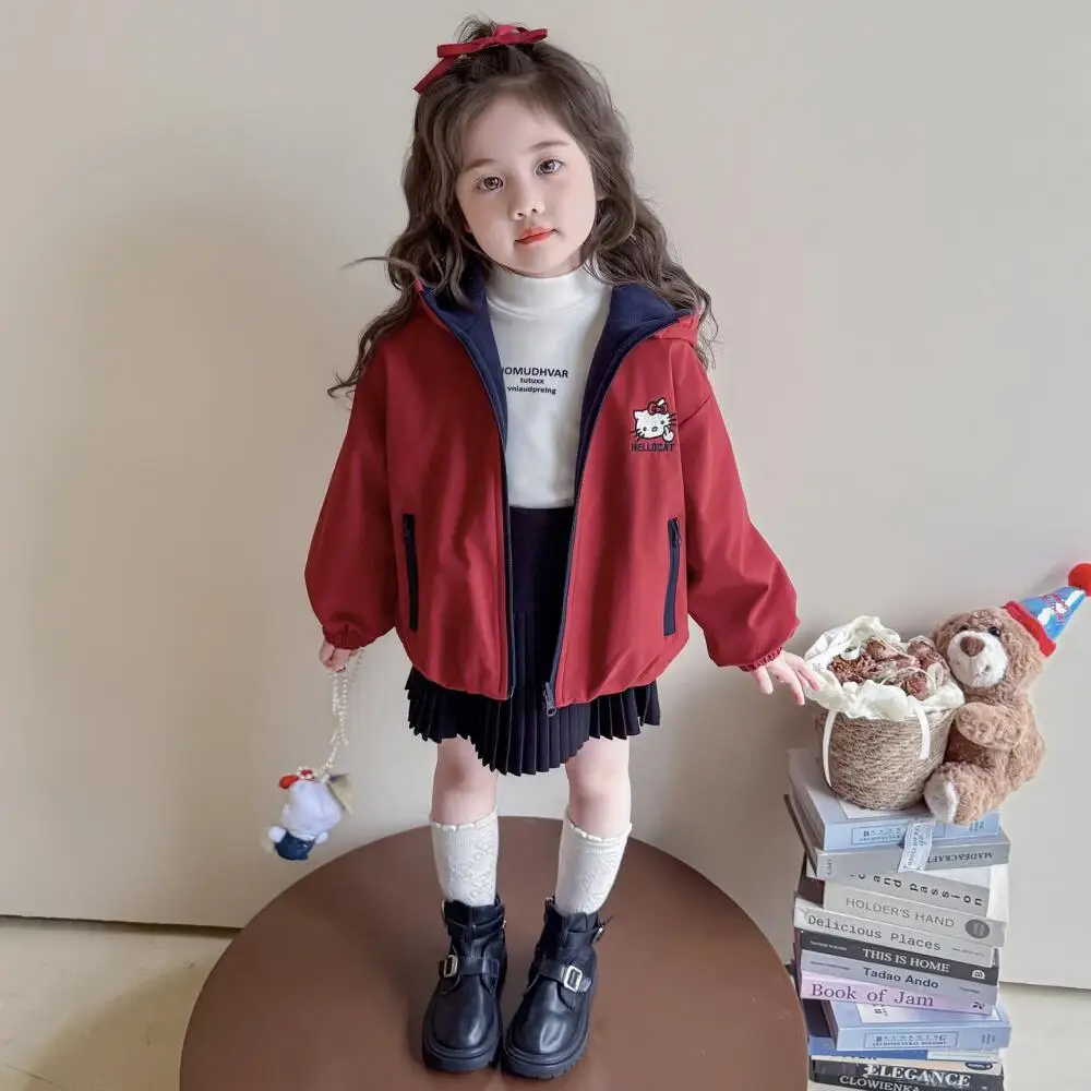 

Hot Sanrio Hello Kitty Girls' Thickened Quilted Jacket Winter New Korean Version Children's Stormtrooper Reversible Coat Trendy