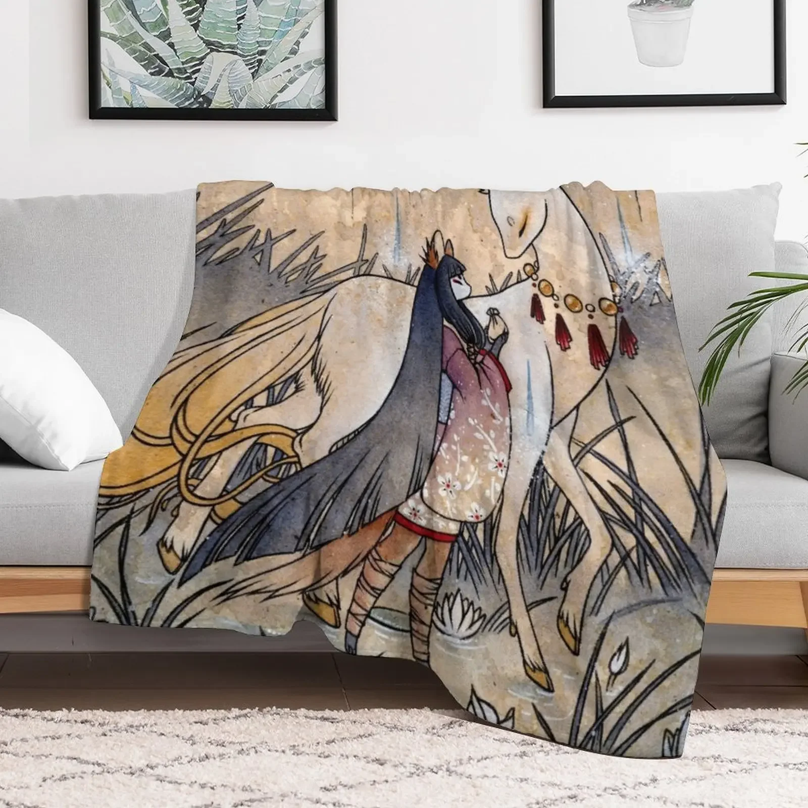 The Meeting of the Fox and Wish Spirit Throw Blanket Luxury Brand Flannel Fabric Thin Giant Sofa Blankets