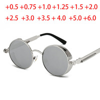 Metal Polarized Sunglasses Gothic Steampunk Round Eyewear Shades Reading Prescription Sun Glasses +0.5 +1.0 +2.0 To +6.0