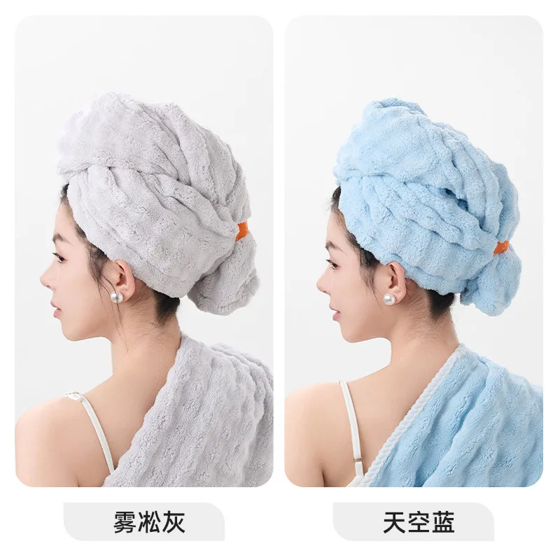 N19 دروبشيب 2 قطعة قبعة الشعر المخملية عقال منشفة المنزل غير تهب قبعة حمام قبعة دش قبعات الحمام التجفيف السريع وشاح