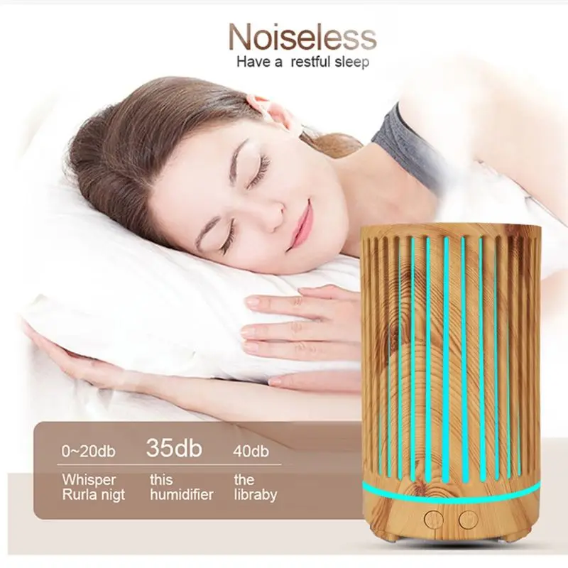 J1UL1N Simulated Wooden Printed Humidifie 200Ml Colorful Portable Humidifier Low Noise  Small Humidifier For Bedroom Office Dark