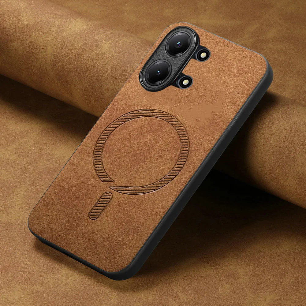 Кожаный чехол-накладка LENS Camera Protect для Xiaomi Poco X8 Pro Max 5G 2026: Роскошный магнитный чехол с поддержкой беспроводной зарядки для Mi Phone X8 8X