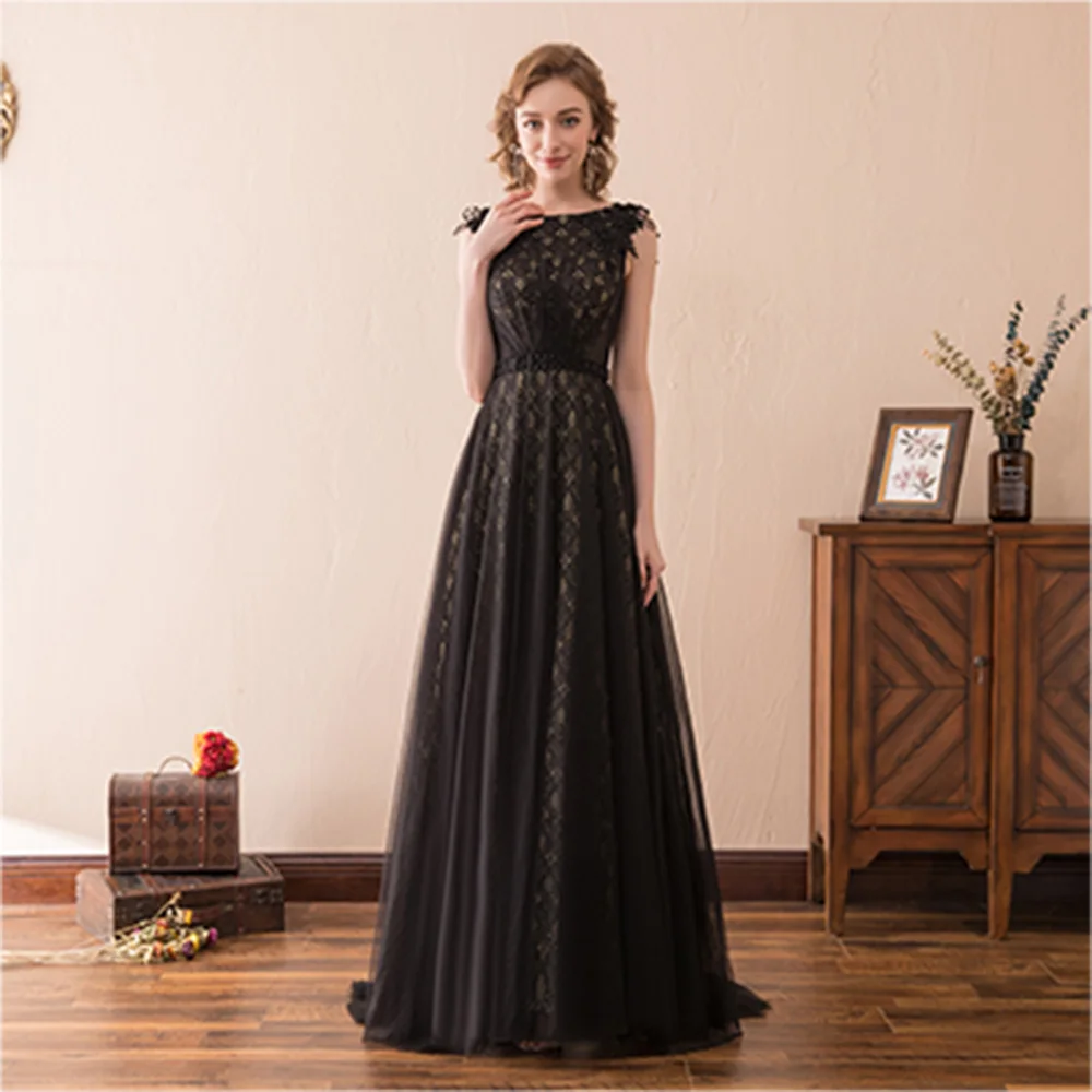 High Quality A-Line Floor Length Scoop Organza Sleeveless Pleats Evening Dress Temperament Photo Color vestidos de fiesta