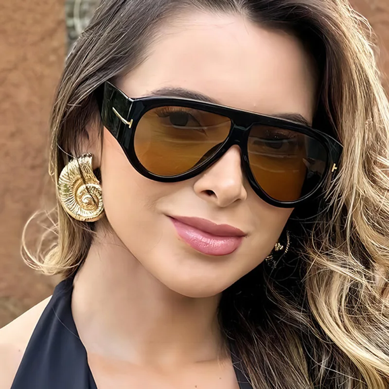 Trend Oversized Pilot Sunglasses Women For Men Luxury Brand Designer Sun Glasses Vintage Big Frame Eyeglasses Punk Driving Shade image 2