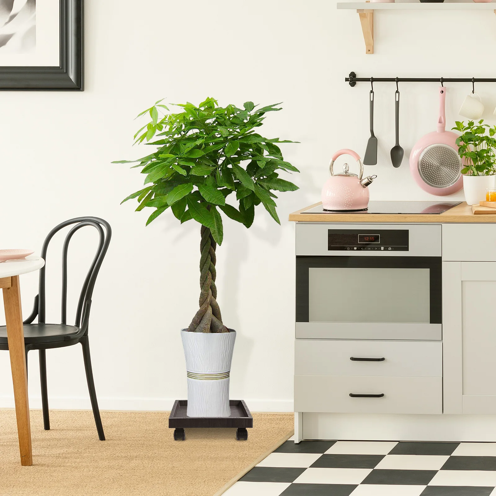 

Flowerpot Tray Square Plant Stand Thickened Plastic Movable Wheel Planter Pallet Indoor Outdoor Garden Balcony Dolly Cart