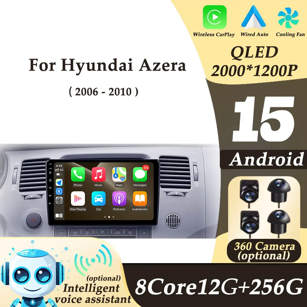 Split Screen for Hyundai Azera 2006 - 2010 Wireless CarPlay Android Auto Car Radio Video Audio Multimedi Player WIFI BT No 2 din