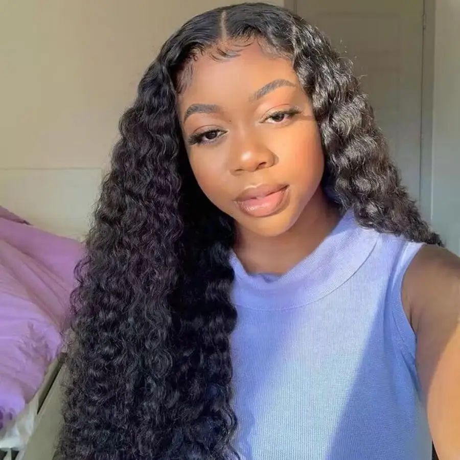 

Wear And Go Pre Cut 5x5 Lace Closure Wigs Curly Glueless Wigs Human Hair Ready to Wear Deep Wave Lace Front Wigs Pre Plucked 4x4