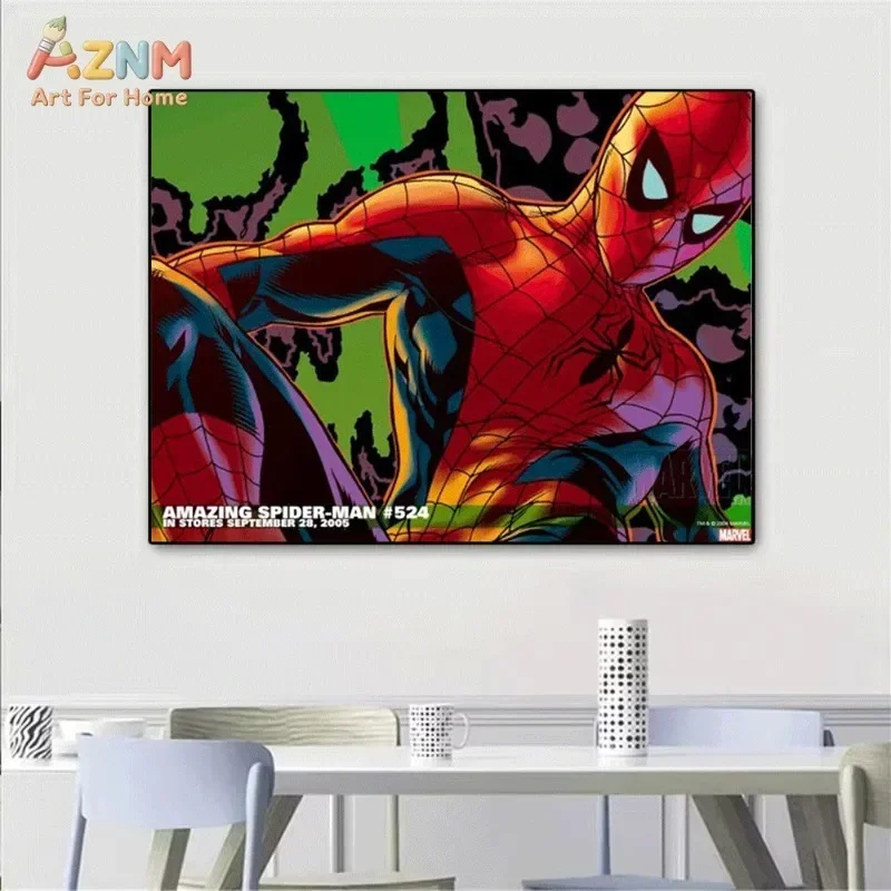 Black Symbiote Spider Man Canvas Wall Art Set 9PCS Vintage Marvel Comic Poster Spider-Man Venom Style Hulk Print Boys Bedroom view 5