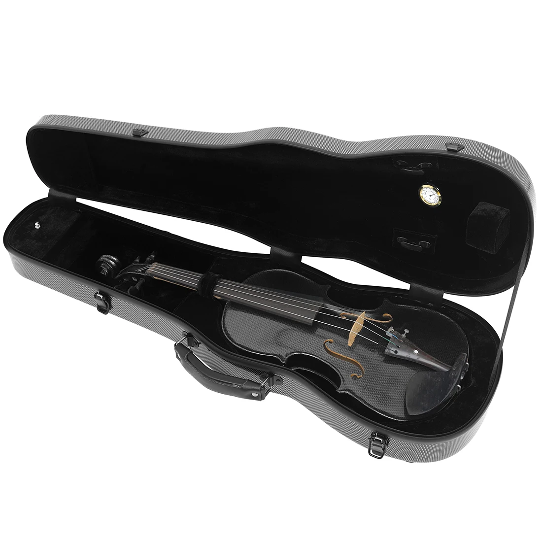 4/4 3/4 Violin Case Carbon Fiber Triangle Box Backpack Violin Box Portable Double Shoulder Strap Triangle Case with Hygrometer