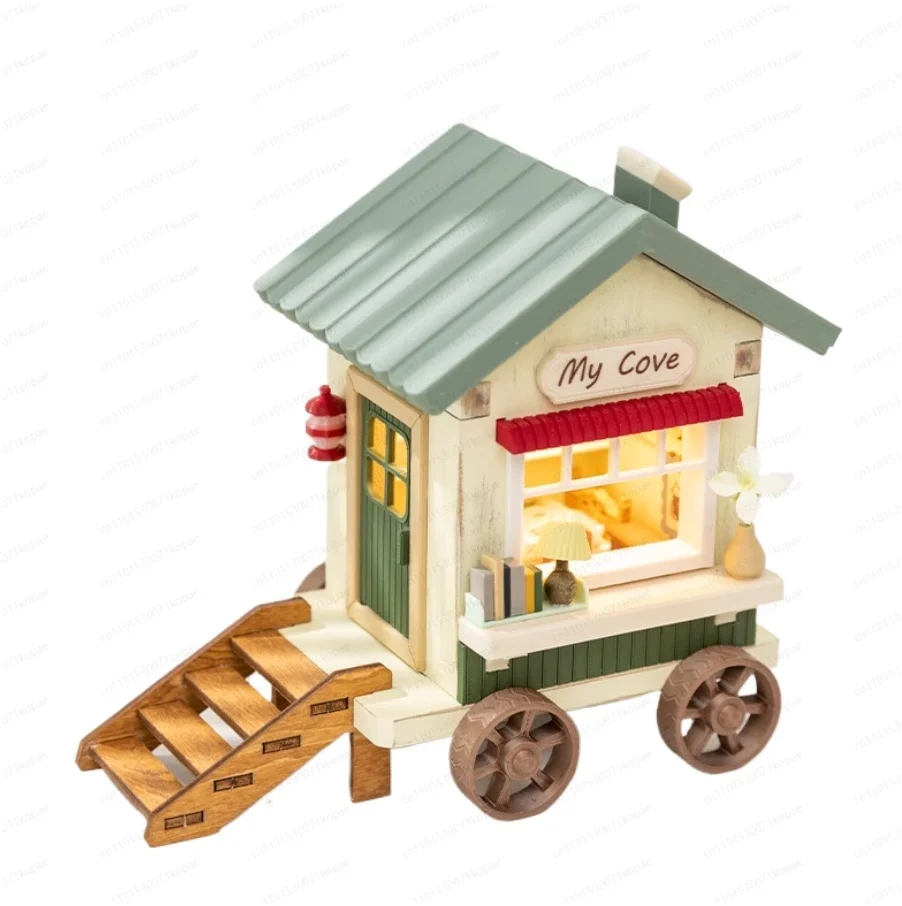 

A Ying Wooden House Figure To Stabilize Emotions Micro Ornament