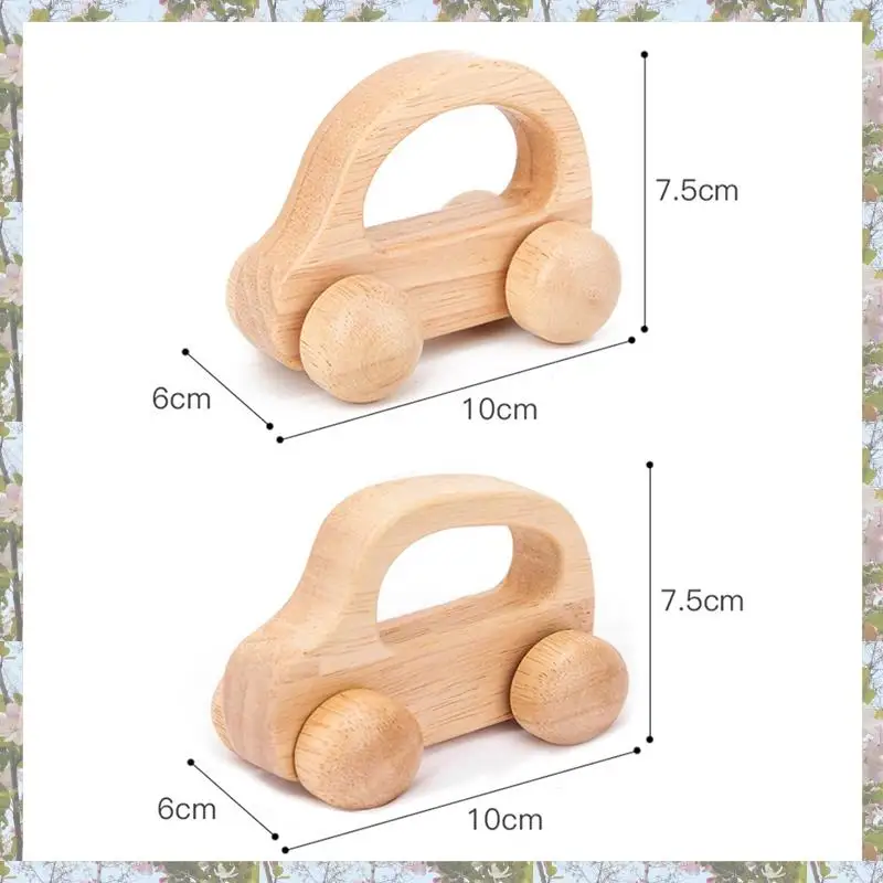 T84C-2 Stuks Baby Houten Auto Vroege Onderwijs Baby 0-6-12 Maanden Peuter 1-3 Jaar Oud Hout jongens Neutraal Decor