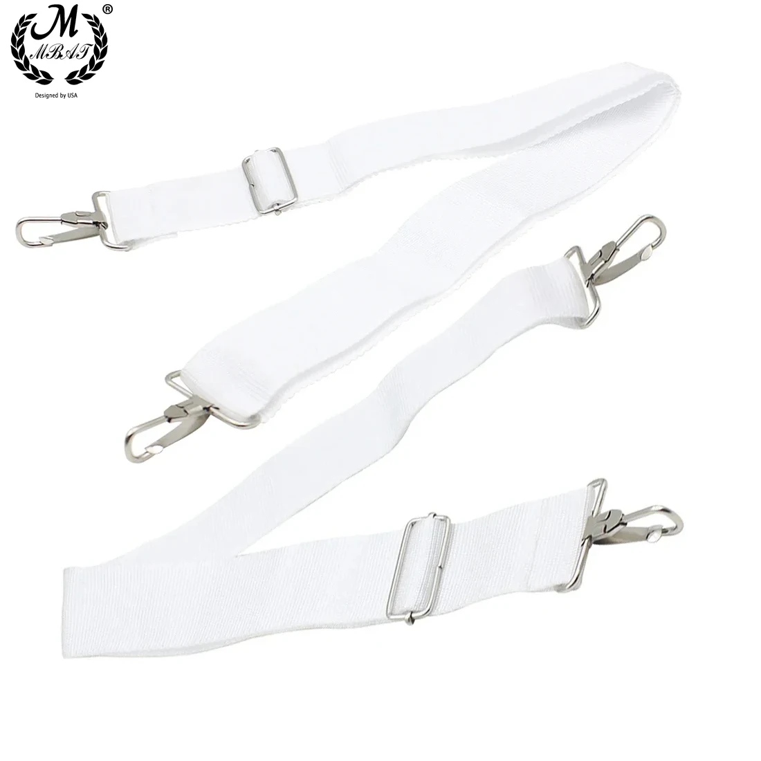 White Double Shoulder Belt for Snare Drum Adjustable Drum Straps with 4 Hook Fixing Percussion Instrument Parts