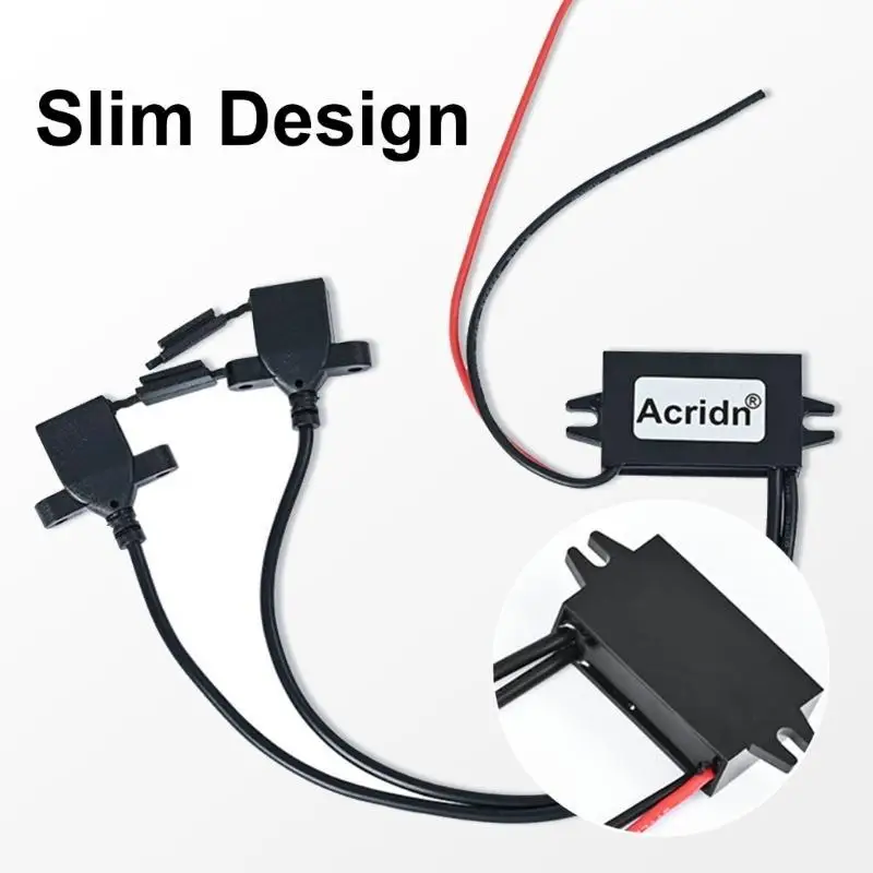 652F multifunción 12V a 5V Adaptador USB doble USB puerto estable salida 3A Carga a prueba polvo para proyectos y