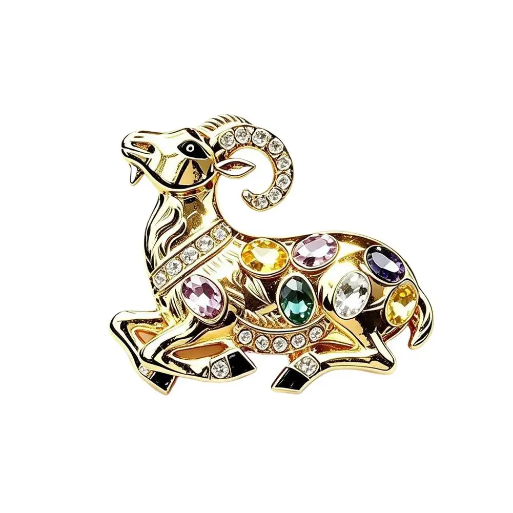Cute Sheep Brooches for Women Girls Lamb Pin Y2K Shiny Pearl Crystal Lapel Pins Badges 2027 New Year Jewelry Goat Sheep Brooch