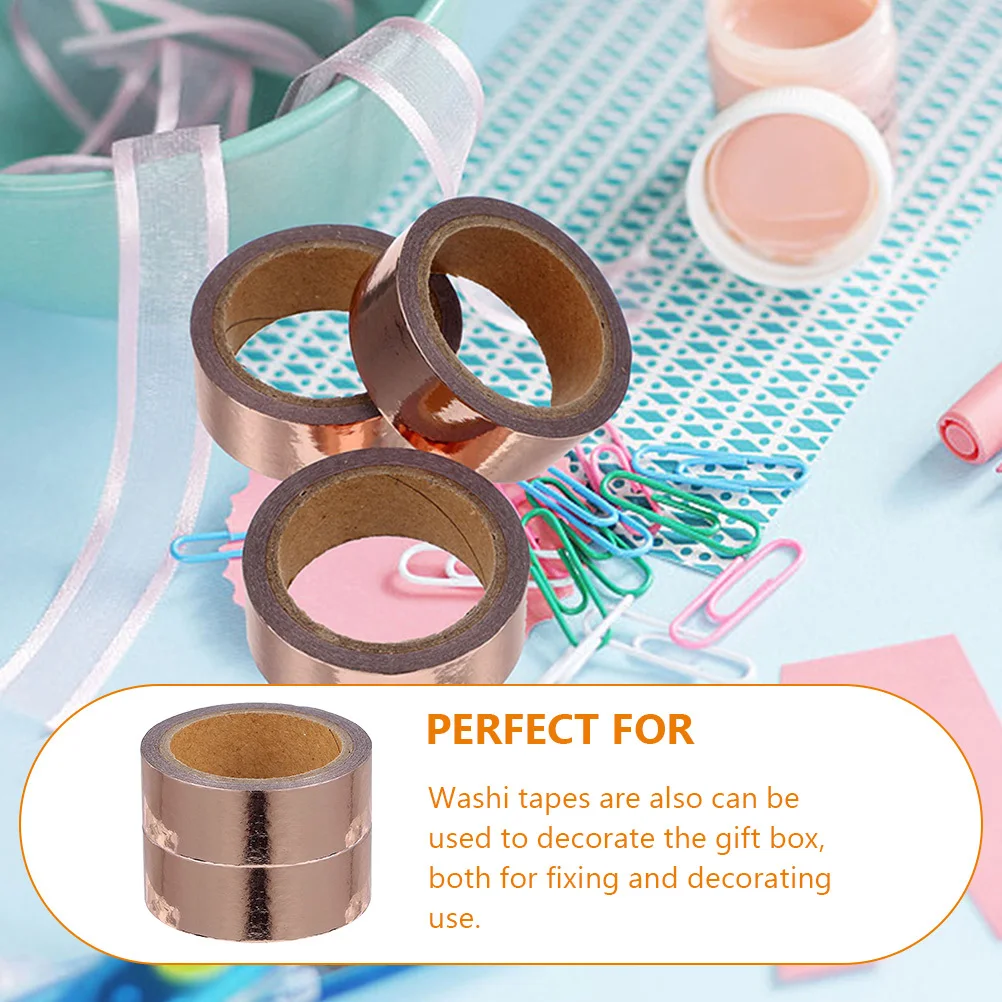 2 Rolls Diy Decorative Tape Washi Tapes Metallic Mirror Decoration Strips Self Adhesive Scrapbook