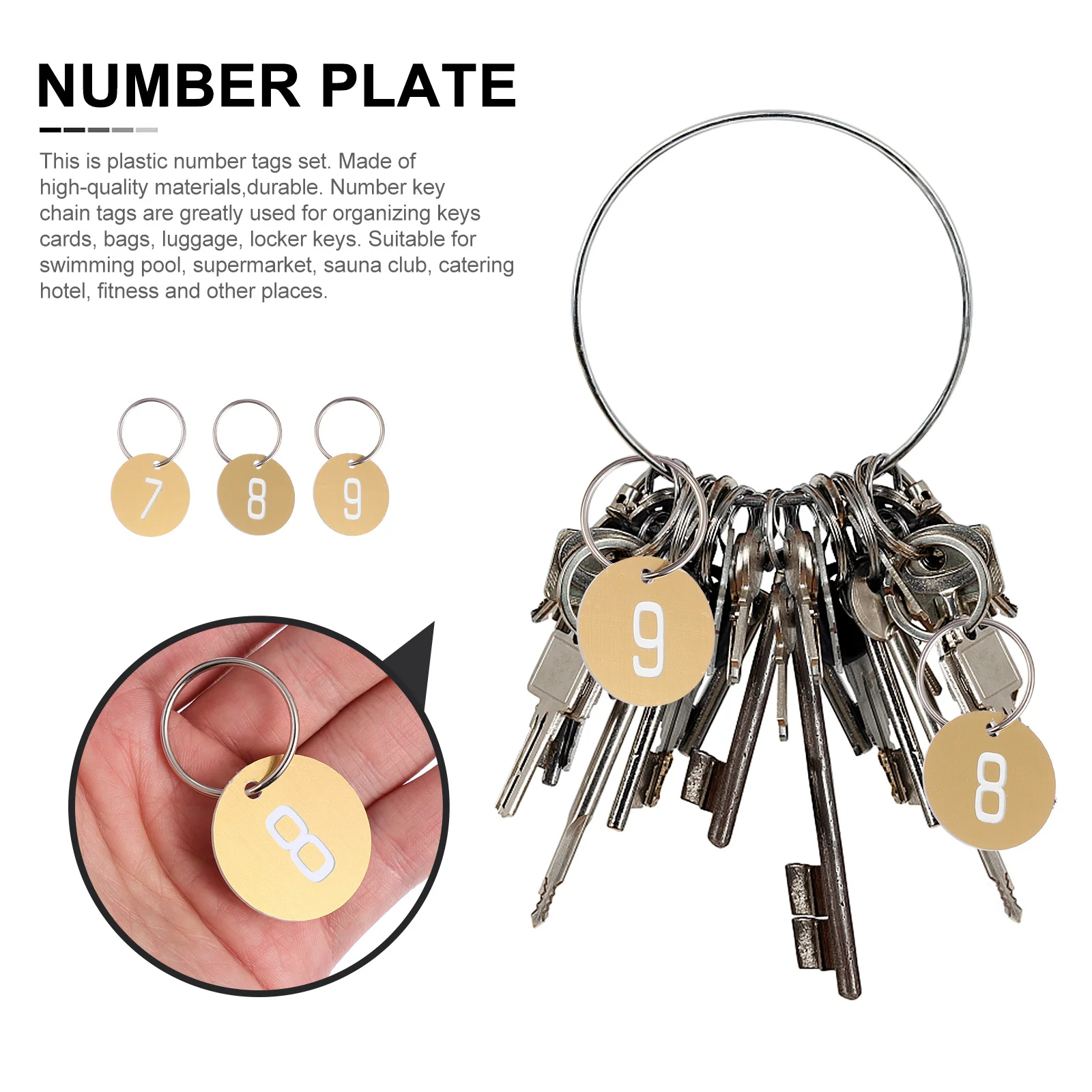 

50 шт. тарелка, маленькие пластиковые брелоки с гравировкой, пластины для шкафчиков, круглые бирки для пронумерованной бирки, брелок для ключей, аксессуары для путешествий в тренажерном зале