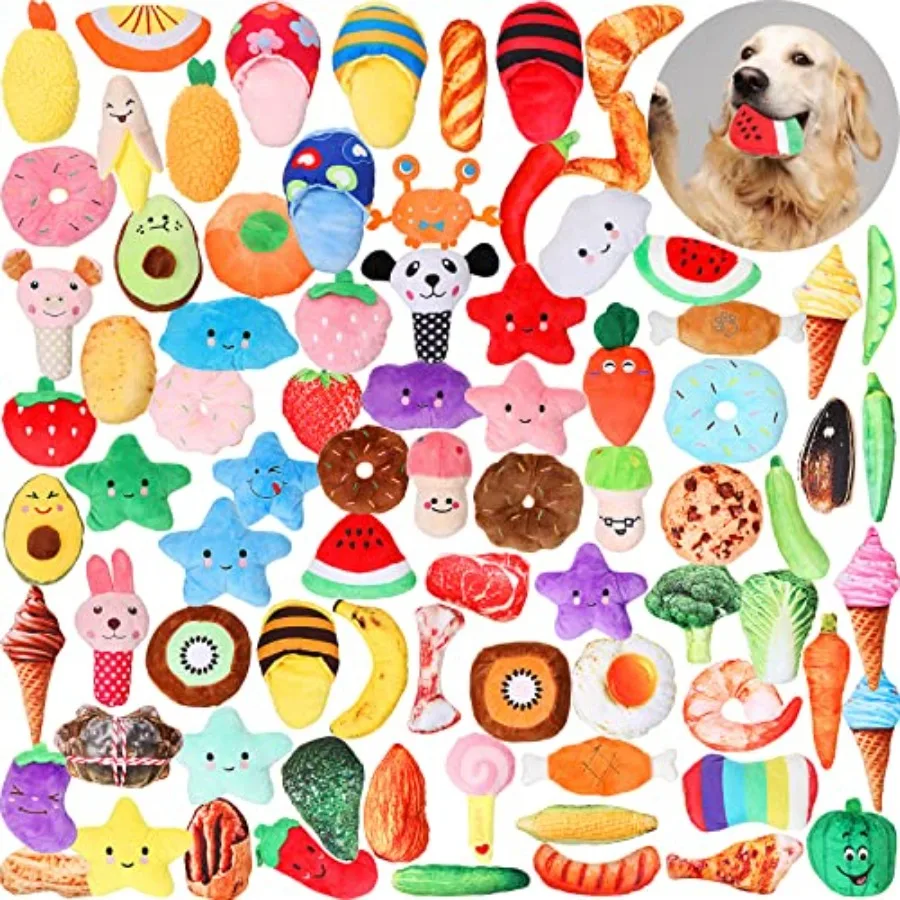 

80 Pcs Valentines Dog Toys Bulk Squeaky Dog Gifts for Medium Small Puppy Stuffed Plush Chew Toys Small Pet with Squeakers for P